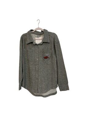Arkansas Razorbacks NCAA Heather Gray Snap Button Shacket Men's L Large NWT